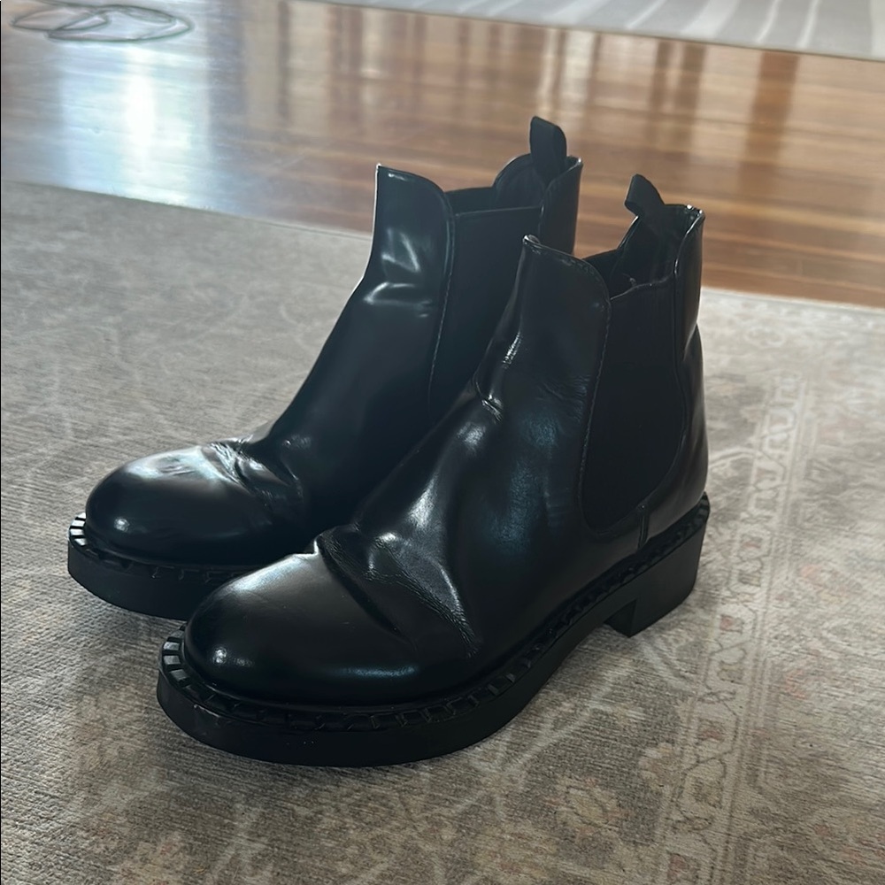 Prada Black Leather Chelsea Boots